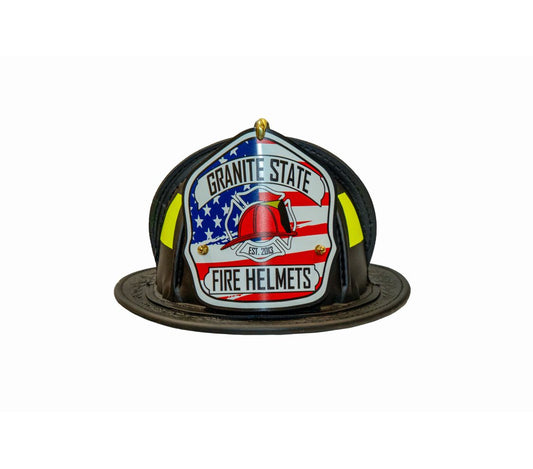 Phenix TL-2 flat black leather fire helmet Boston bend flat brim
